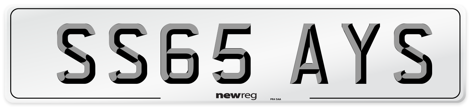 SS65 AYS Number Plate from New Reg
